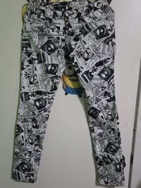 Abbey Dawn Black and White Newspaper Print Skinny Jeans